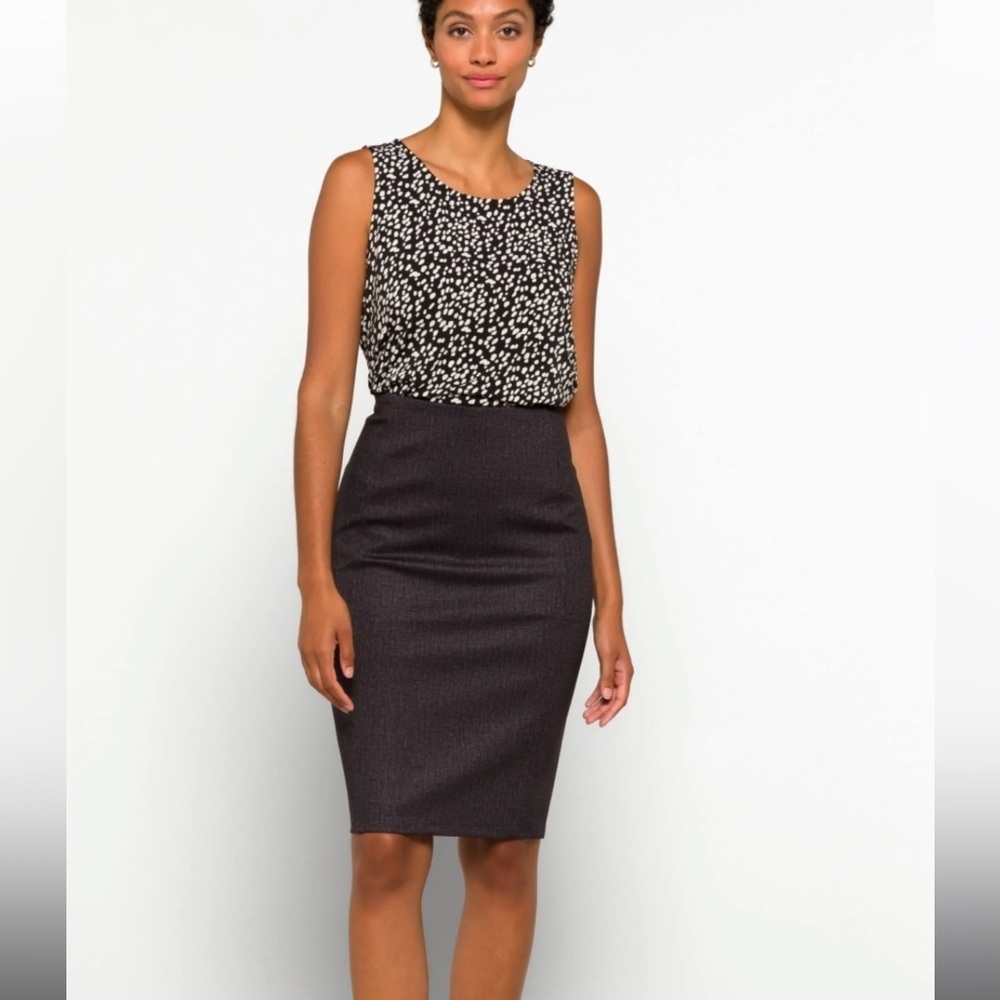 NWT Women's Liverpool BIA Knit Pencil Skirt in Grey, Size 2Petite